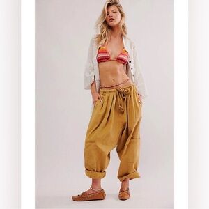 Free People Kahlani Harem Pull-On Pants Gold Small